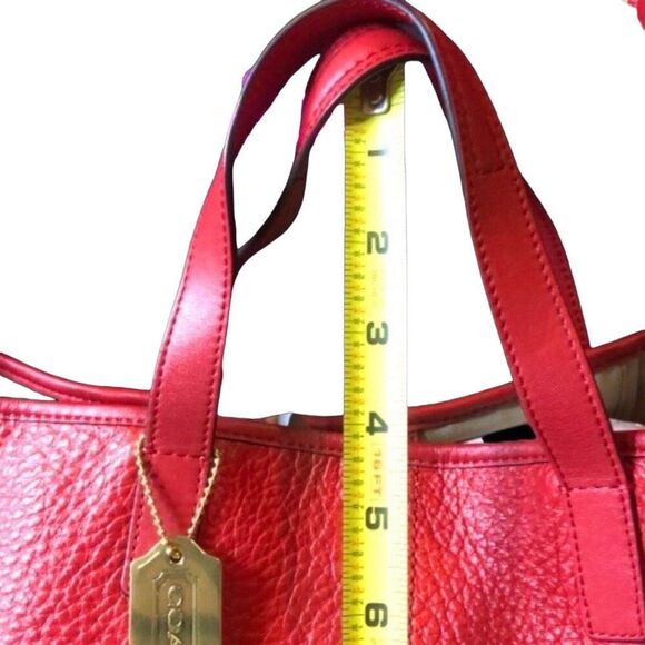 COACH Luxe Hadley Tumbled Red Leather Oversized Carry-On Shoulder Bag Satchel - Picture 11 of 15